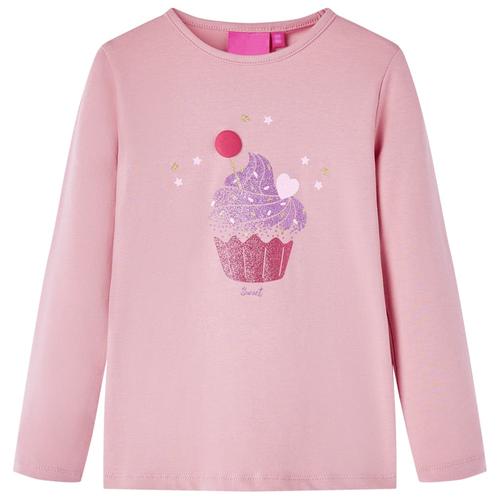 vidaXL Kinder-Langarmshirt mit Eiscreme-Aufdruck Hellrosa 116