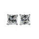 LESF Halo Earring For Women 925 Sterling Silver 4 Prongs Princess Cut 2 Ct Stud Earring Engagement
