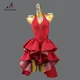 Professional Red Latin Dance Dress Sexy Ladies Ballroom Party Show Costume Practice Wear Line Women