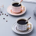 British Style Luxury Moroccan Coffee Cup Saucer Spoon Set Ceramic Mug Porcelain Simple Tea Cup Sets