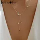 Dplaopa Sterling Silber Mond Tropfen Kette Stern Mond Anhänger lange Kette Luxus edlen Schmuck