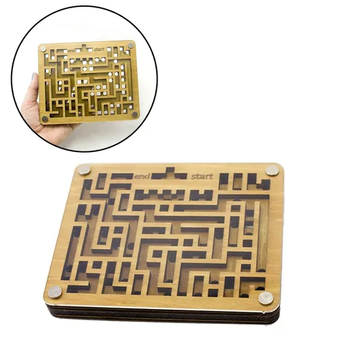 Zwei Schichten 3D Holz Labyrinth Puzzle Herausforderung Geist Anti Stress Labyrinth Puzzles Spiel