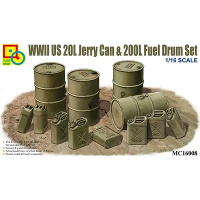 Classy Hobby MC16008 1/16 WWII US 20L Jerry Können & 200L Drum Set-Skala Modell Kit Image