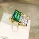 2022 NEUE Luxuriöse 18K Gold Quadrat Smaragd Paare Ringe Für Frauen Kristall Geometrie Voller
