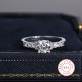 925 Sterling Silber Ring für Frauen klassische glänzende Zirkon Ring Mode Silber Schmuck Jubiläums