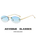 Aevogue neue Damen Sonnenbrille rahmenlose Brille Metallrahmen Unisex Cat Eyes Sonnenbrille uv400