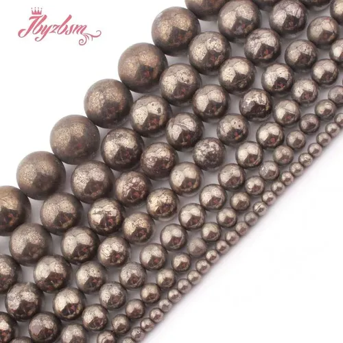 4 6 8 10 12 20mm Glatte Runde Pyrit Lose Perlen Naturstein Perlen Für DIY Halskette Armband Schmuck
