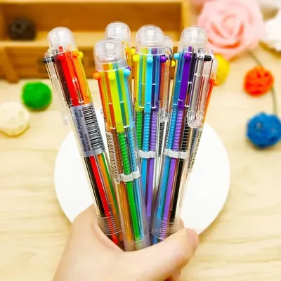 6 Farben Kugelschreiber Marker Korea kreative Schreibwaren Stift 6 Farbe in 1 Kugelschreiber Farbe