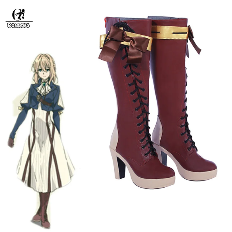 ROLECOS Violet Evergarden Cosplay Schuhe Violett Evergarden Stiefel Kunden Größe Gemacht Anime Cosplay Schuhe