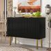 Modern Sideboard Particle Board & MDF Board Cabinet with Gold Metal Legs & Handles, Adjustable Shelves for Living Dining Room