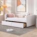 Beige Velvet Upholstered Daybed Twin Size Sofa Bed with 2 Drawers, Striped Tufted Backrest, Wood Platform Slat Support Bed Frame