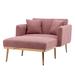 Breathable Tufted Chaise Padded Seat Lounge Chair Accent Chair Living Room Chair, Chair & Ottoman Sets with Metal Feet