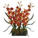 Silk Plant Nearly Natural Cymbidium Orchid Artificial Arrangement in Black Vase