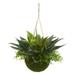 Silk Plant Nearly Natural Agave and Maiden Hair Artificial Plant in Hanging Basket (Indoo/Outdoor)