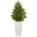 Silk Plant Nearly Natural 4 Olive Cone Topiary Artificial Tree in White Planter UV Resistant (Indoor/Outdoor)