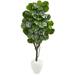 Silk Plant Nearly Natural 68 Fiddle Leaf Fig Artificial Tree in White Planter