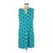 Lands' End Casual Dress - Shift V Neck Sleeveless: Blue Dresses - Women's Size Medium