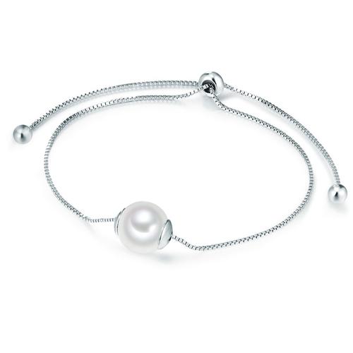 Lulu & Jane – Perlen-Armband Messing Muschelkernperle in Silber Armbänder & Armreife Damen