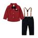 Pimfylm 2Pcs Baby Boys Hoodie Tops Pants Set Long sleeve Hoodies Top Pants 2pcs Fall Winter Outfit Sets Boys Clothing Sets Red 130