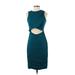 Nicole Miller Casual Dress - Sheath Crew Neck Sleeveless: Teal Print Dresses - Women's Size 2