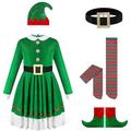 VBGIETY Elf Costume Christmas Jacket Belt Pants Holiday Green Party Outfits for Adults Couples Elf Costume for Women (S)