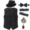 EBYTOP 1920s Mens Costume,Halloween Mafia Clothing Great Gatsby Flapper Accessories Gangster Hat Roaring 20s Bonnie and Clyde Harlem Nights Gomez Addams Family Mobster Mob Boss Outfit,1-M