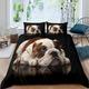 LSYW King Size Duvet Cover Black English Bulldog Bedding for Children Aldult Duvet Cover with Zipper Closure Breathable Hypoallergenic Microfiber Quilt Cover 90.5"x 86.6" + 2 Pillowcases 19.7"x 29.5"