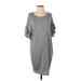 Express Outlet Casual Dress - Sweater Dress Scoop Neck Short sleeves: Gray Marled Dresses - Women's Size X-Small