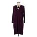 Banana Republic Factory Store Casual Dress - Sweater Dress Tie Neck 3/4 sleeves: Burgundy Dresses - Women's Size Medium