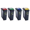 (Set of 4) 25L Litre Plastic Indoor Slimline Bin Recycle Bin Waste Bin Rubbish bin Recycling Bin Storage Bin Dustbin with Colour Coded Flap Lid For Home Kitchen (Red+Blue+Green+Yellow)