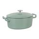 Sitram 715405 Sitrabella Casserole Oval Enamelled Cast Iron Length 26 cm - 4 Litres - Enamelled Exterior Sage Green Interior White - All Heat Sources Including Induction - Ideal Meal 4-5 Guests