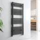 EMKE Towel Rail Radiator Black, Heated Towel Rail for Bathrooms 1200 x 500mm, Modern Straight Towel Radiator Versatile Wall/Floor Mounted Bathroom Radiators