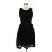 Bordeaux Casual Dress - A-Line: Black Solid Dresses - Women's Size Medium