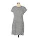 Gap Casual Dress - Mini Crew Neck Short sleeves: Black Stripes Dresses - Women's Size Large