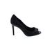 Enzo Angiolini Heels: Slip-on Stilleto Cocktail Party Black Print Shoes - Women's Size 8 - Peep Toe