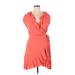 Mister Zimi Casual Dress - Wrap: Orange Print Dresses - Women's Size 14
