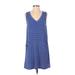 Peach Love Casual Dress - Shift V Neck Sleeveless: Blue Dresses - Women's Size Small