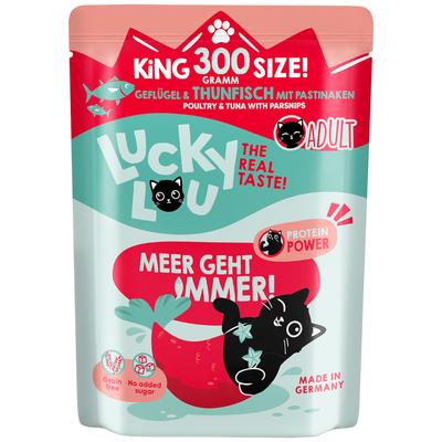 Sparpaket: 24x300g Lucky Lou Adult Geflügel & Thunfisch Katzenfutter nass