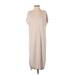 Double Zero Casual Dress - Midi Scoop Neck Short sleeves: Tan Print Dresses - Women's Size Small
