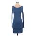 BCBGMAXAZRIA Casual Dress - Sweater Dress: Blue Dresses - Women's Size 2X-Small