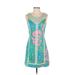 Lilly Pulitzer Casual Dress - Mini Scoop Neck Sleeveless: Green Tropical Dresses - Women's Size 2