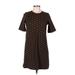 Ann Taylor LOFT Casual Dress - Shift High Neck Short sleeves: Brown Dresses - Women's Size Medium