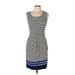 Max Studio Casual Dress - Sheath Scoop Neck Sleeveless: Gray Print Dresses - Women's Size Large