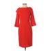 Rachel Roy Casual Dress - Sheath High Neck 3/4 sleeves: Red Print Dresses - Women's Size 4