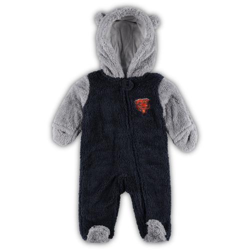 Navy/Grau Chicago Bears Game Nap Teddy Fleece-Wimpel mit durchgehendem Reißverschluss für Neugeborene und Kleinkinder