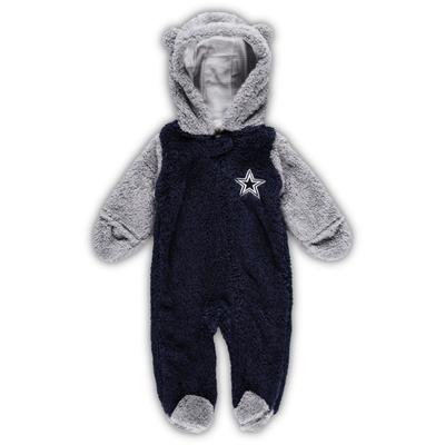 Neugeborenen & Kleinkinder Marineblau/Grau Dallas Cowboys Game Nap Teddy Fleece Wimpel Full-Zip Schlafanzug Image
