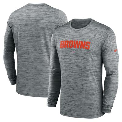 Nike Heather Grey Cleveland Browns Sideline Team Velocity Performance Langarm-T-Shirt für Herren Image
