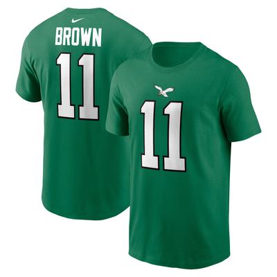 Herren Nike A.J. Braunes Kelly Green Philadelphia Eagles T-Shirt mit alternativem Spielernamen und Nummer Image