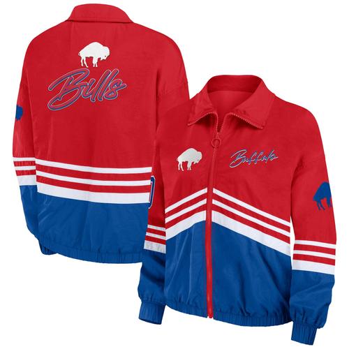 Damenbekleidung von Erin Andrews Rote Buffalo Bills Vintage Throwback Windjacke mit durchgehendem Reißverschluss