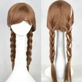 Halloween Women Princess Anna Wig Brown Braids Adult Party Synthetic Hair + Wig Cap